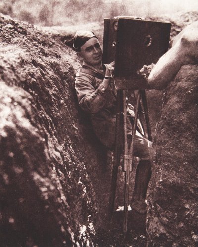 Protected from bullets by an armoured steel shield: the operator at work by English Photographer